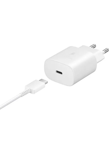 Typec 25W Hızlı Şarj Aleti Beyaz + Type C Kablo