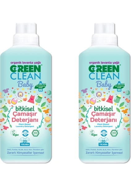 U Green Clean Baby Bitkisel Çamaşır Deterjanı 1000 ml Lavanta x2 Adet