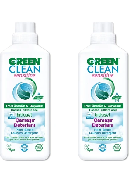 U Green Clean Sensitive Bitkisel Çamaşır Deterjanı 1000 ml x2 Adet