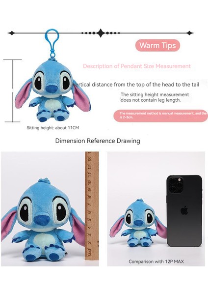 Stitch Peluş Oyuncak Anahtarlık - Mavi (Yurt Dışından)