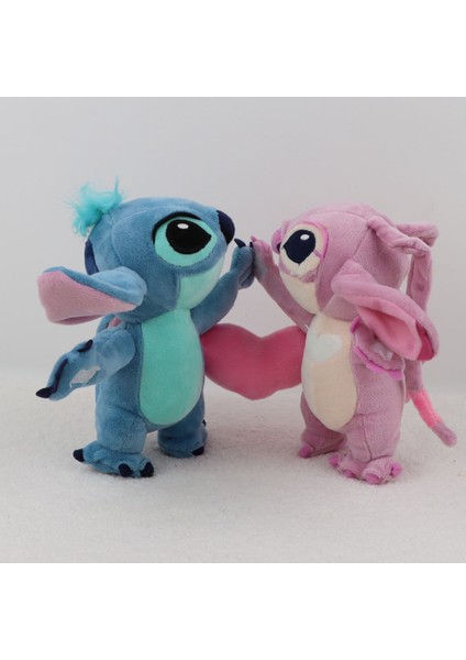 Çift Stitch Melek Sarılma Kalp Peluş Oyuncak - Mavi (Yurt Dışından)