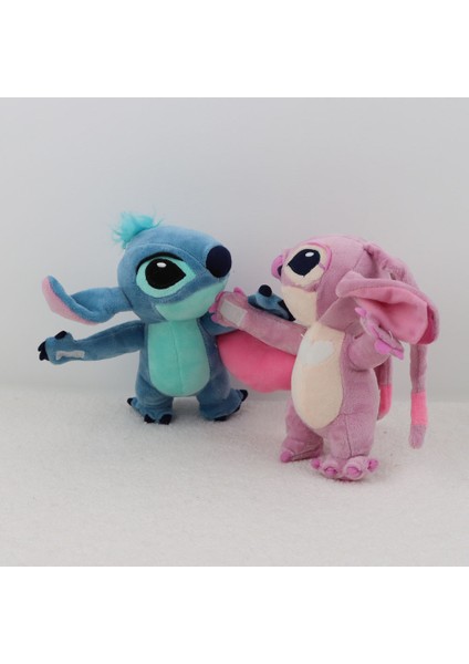 Çift Stitch Melek Sarılma Kalp Peluş Oyuncak - Mavi (Yurt Dışından)