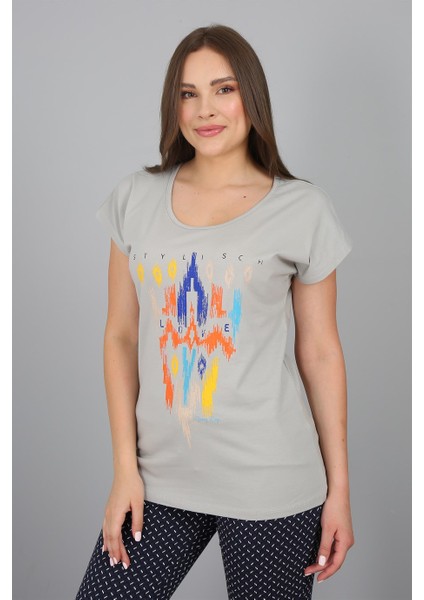 Yuvarlak Yaka Baskılı TShirt