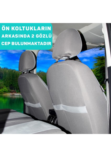 Oto Pandami Renault Kangoo 1998-2008 Uyumlu Gri Ticari Tay Tüyü Koltuk Kılıfı