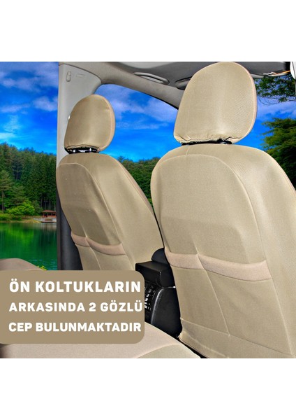 Renault Kangoo 2021+ Uyumlu Krem Ticari Tay Tüyü Koltuk Kılıfı