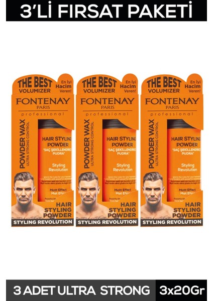 Saç Şekillendirici Pudra Toz Wax Ultra Strong Turuncu 20gr X3