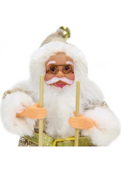 Kızaklı Mini Noel Baba 18 cm Altın