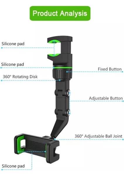 Araç Içi Dikiz Aynası Koltuk Arkası Telefon Tutucu Glrc 11