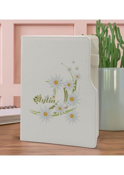 Gift Kişiye Özel Papatya Temalı Beyaz Termo Deri Not Defteri 15X21CM-1 fiyatları