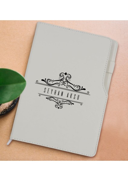 Gift Kişiye Özel Isimli Beyaz Termo Deri Not Defteri 15X21CM-8