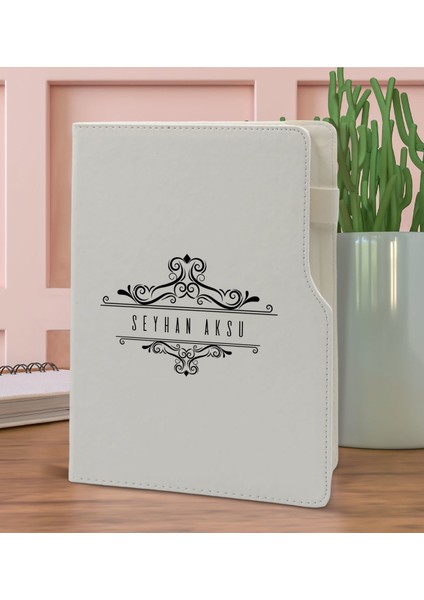 Gift Kişiye Özel Isimli Beyaz Termo Deri Not Defteri 15X21CM-8 fiyatları