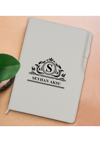 Gift Kişiye Özel Isimli Beyaz Termo Deri Not Defteri 15X21CM-12