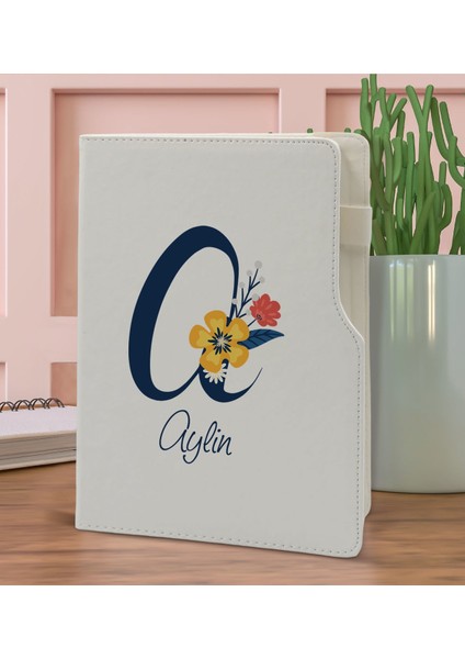 Gift Kişiye Özel Harf ve Isim Tasarımlı Beyaz Termo Deri Not Defteri 15X21CM-2 fiyatları