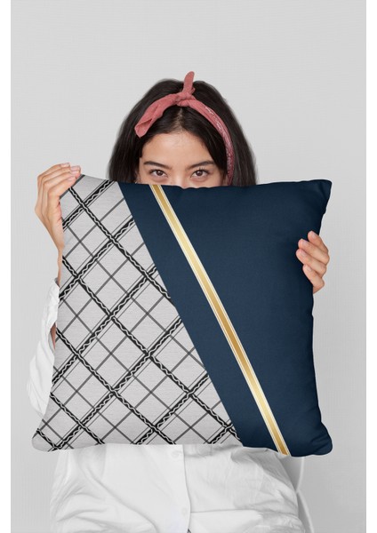 Siyah Dekoratif Çift Taraflı Kırlent Yastık Kılıfı Gizli Fermuar Premium Kumaş 43 x 43 cm KRL1012