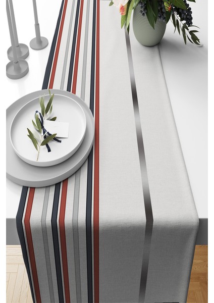 Ekru Runner Masa Örtüsü Premium Tay Tüyü Dokuma Leke Tutmaz Kumaş 40X140CM RNR468