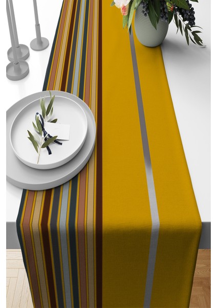 Hardal Dokuma Kumaş Premium Tay Tüyü Leke Tutmaz Masa Örtüsü Runner 40X140CM RNR469