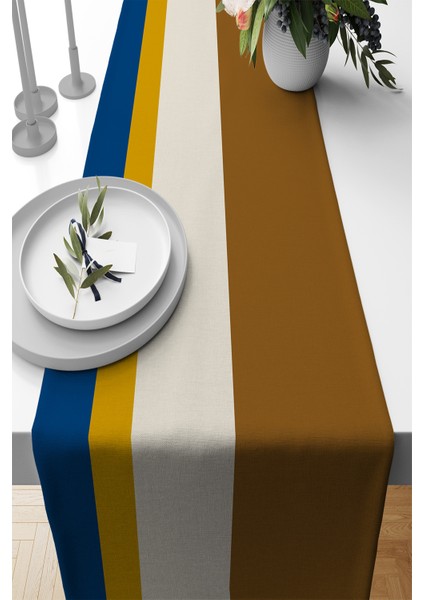 Bej Tay Tüyü Dokuma Premium Leke Tutmaz Kumaş Masa Örtüsü Runner 40X140CM RNR473