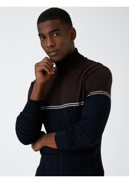 Balıkçı Yaka Triko Kazak Renk Bloklu fiyatları