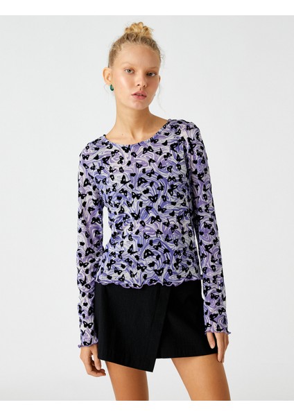 Uzun Kollu Tişört Desenli Bisiklet Yaka modelleri