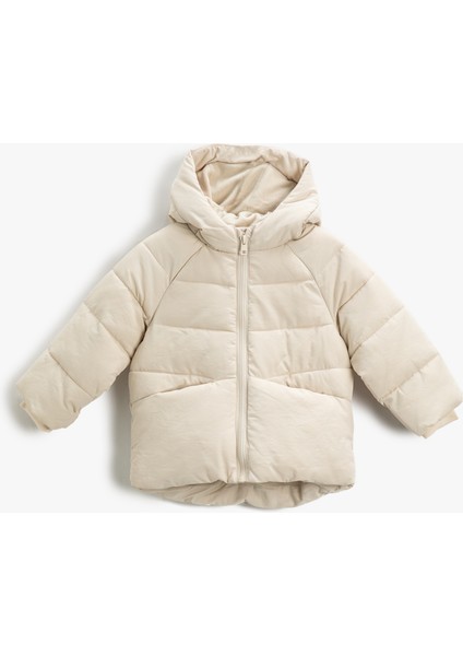 Kapüşonlu Şişme Kaban İçi Polar Astarlı