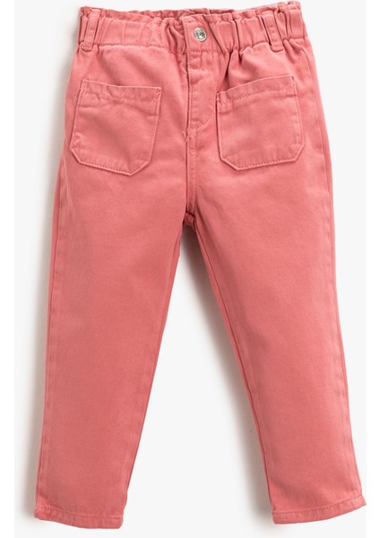 Basic Pamuklu Pantolon Beli Büzgülü Lastikli