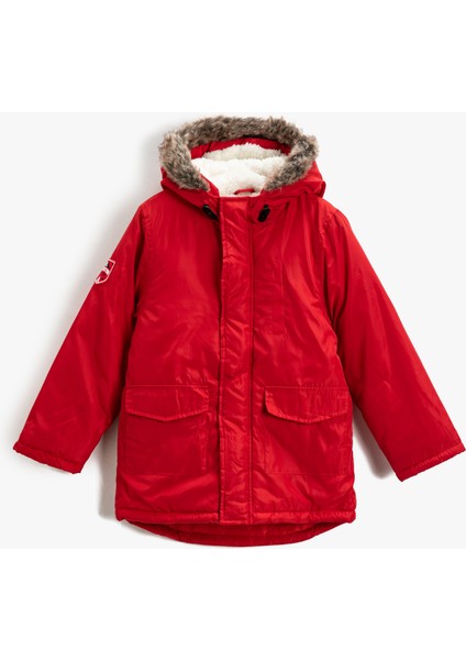 Uzun Parka Kapüşonlu İçi Polar Astarlı