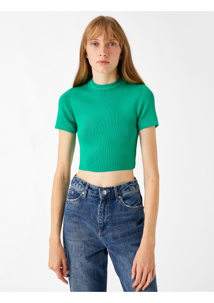 Crop Triko Kazak Kısa Kollu modelleri
