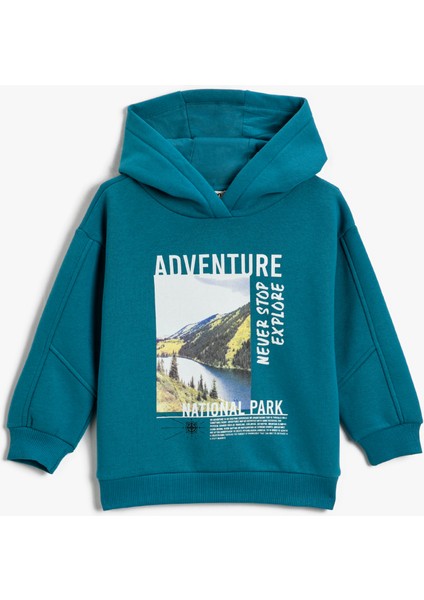 Baskılı Kapüşonlu Sweatshirt