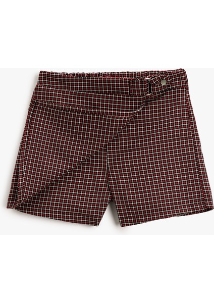 Ekose Şort Etek Toka Detaylı fiyatları