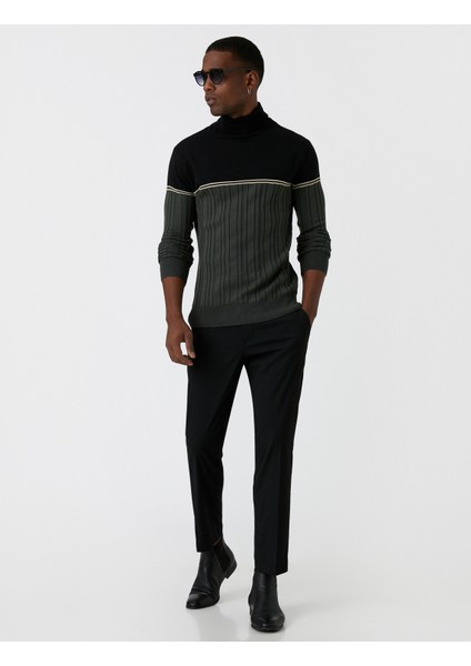 Balıkçı Yaka Triko Kazak Renk Bloklu fiyatları