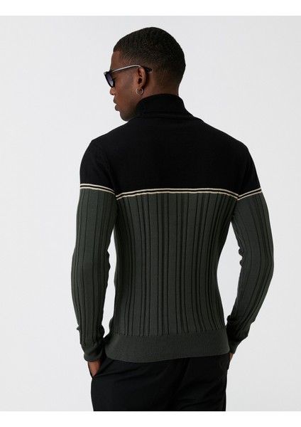 Balıkçı Yaka Triko Kazak Renk Bloklu fırsatları