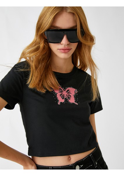 Crop Tişört Baskılı Kısa Kollu fiyatları