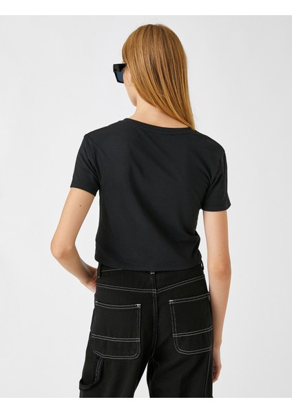 Crop Tişört Baskılı Kısa Kollu fırsatları