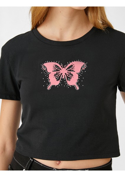 Crop Tişört Baskılı Kısa Kollu indirimleri