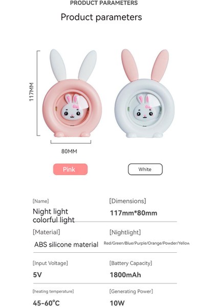 Bunny Sıcak Bebek Gece Lambası Isıtma El Isıtıcısı (Yurt Dışından) modelleri
