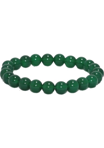 Hakiki Doğaltaş Yeşil Akik Taşı Unisex Bileklik