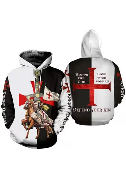 Erkek Ortaçağ Tapınak Şövalyesi 3D Sweatshirt Hoodies (Yurt Dışından)