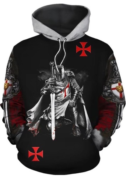Erkek Ortaçağ Tapınak Şövalyesi 3D Sweatshirt Hoodies (Yurt Dışından)