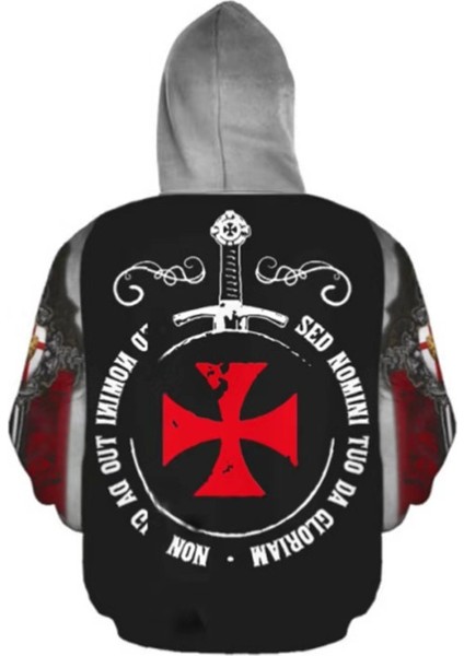Erkek Ortaçağ Tapınak Şövalyesi 3D Sweatshirt Hoodies (Yurt Dışından)