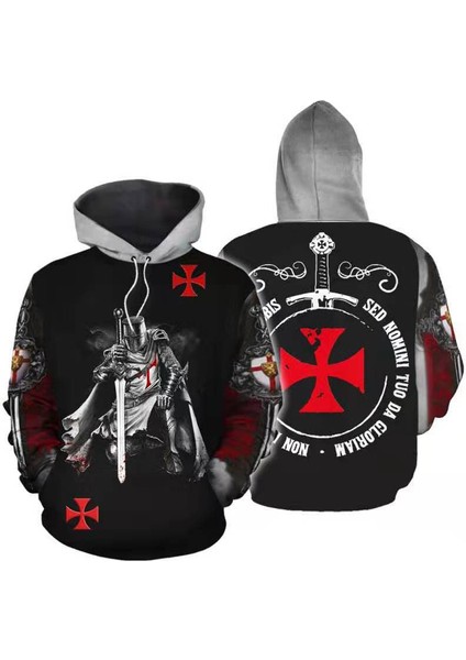 Erkek Ortaçağ Tapınak Şövalyesi 3D Sweatshirt Hoodies (Yurt Dışından)