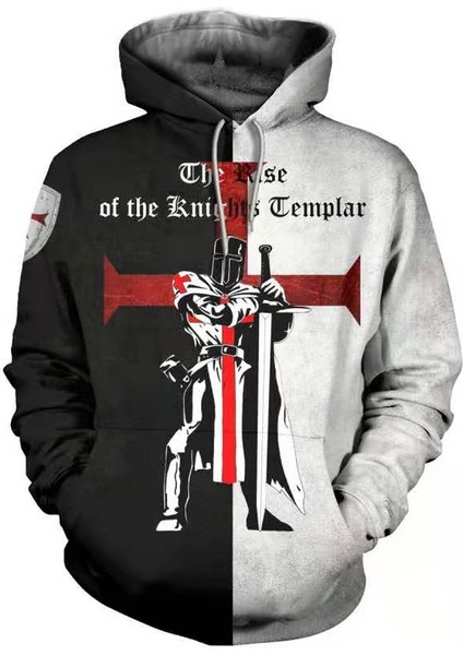 Erkek Ortaçağ Tapınak Şövalyesi 3D Sweatshirt Hoodies (Yurt Dışından)