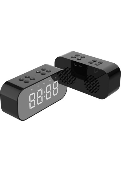 Lovehome Bluetooth Hoparlör Saat Çalar Saat Mini Ayna Yeni Yayın Kartı Bluetooth Ses - Siyah (Yurt Dışından)