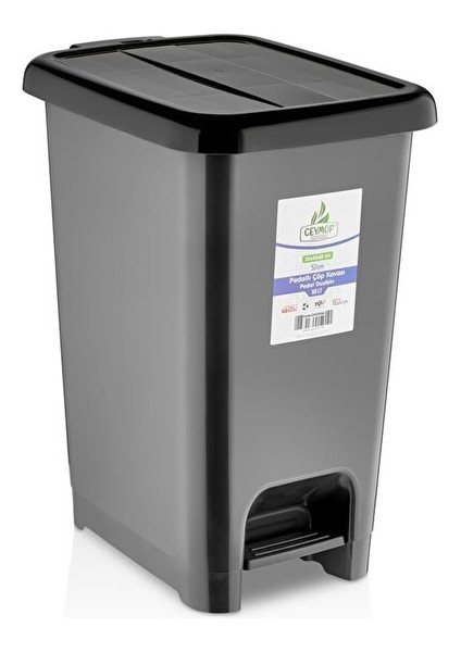 Slim Pedallı Çöp Kovası Renkli (30 Lt)Ceymop