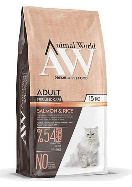 Animal World Sterilised Somon Yetişkin Kedi Maması 15 Kg