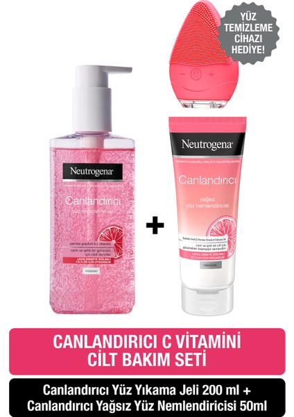 Canlandırıcı Yüz Temizleme Jeli 200 ml + Neutrogena Canlandırıcı Yağsız Nemlendirici 50 ml + Yüz Temizleme Cihazı
