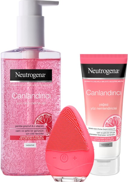 Canlandırıcı Yüz Temizleme Jeli 200 ml + Neutrogena Canlandırıcı Yağsız Nemlendirici 50 ml + Yüz Temizleme Cihazı fiyatları
