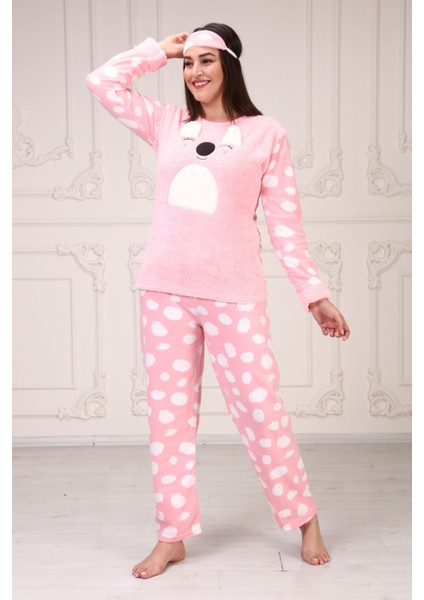 Göz Bantlı Büyük Beden Polar Pijama Takım