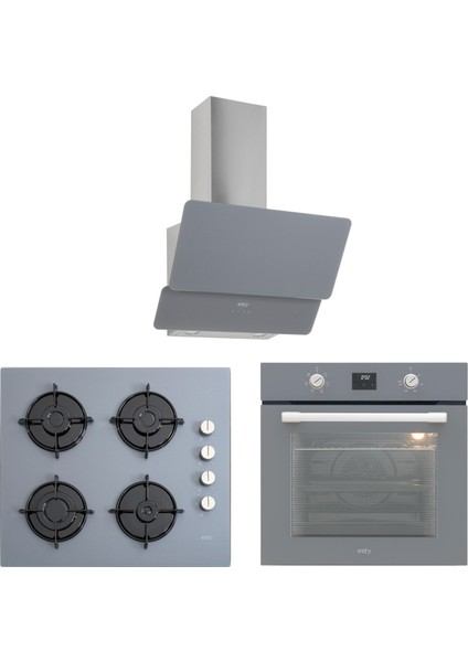 Gri Cam Ankastre Set AEF6603S02 - ACO5335S01 - 3471 Davlumbaz