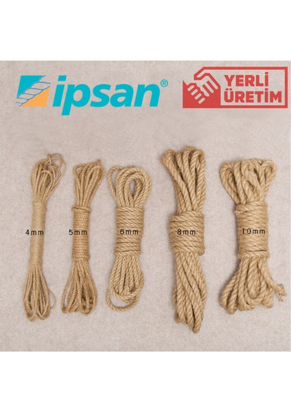 4 mm Dekoratif Jüt Hasır Ip Doğal Halat Dıy Kendir Ipi 70 Metre