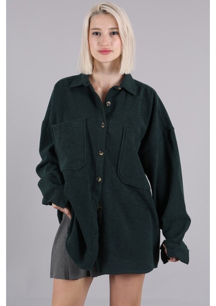 Yeşil Oversize Gömlek Ceket MG1562 modelleri